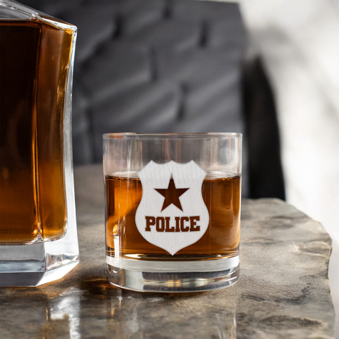 Police Badge Whiskey Glass