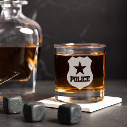 Police Badge Whiskey Glass