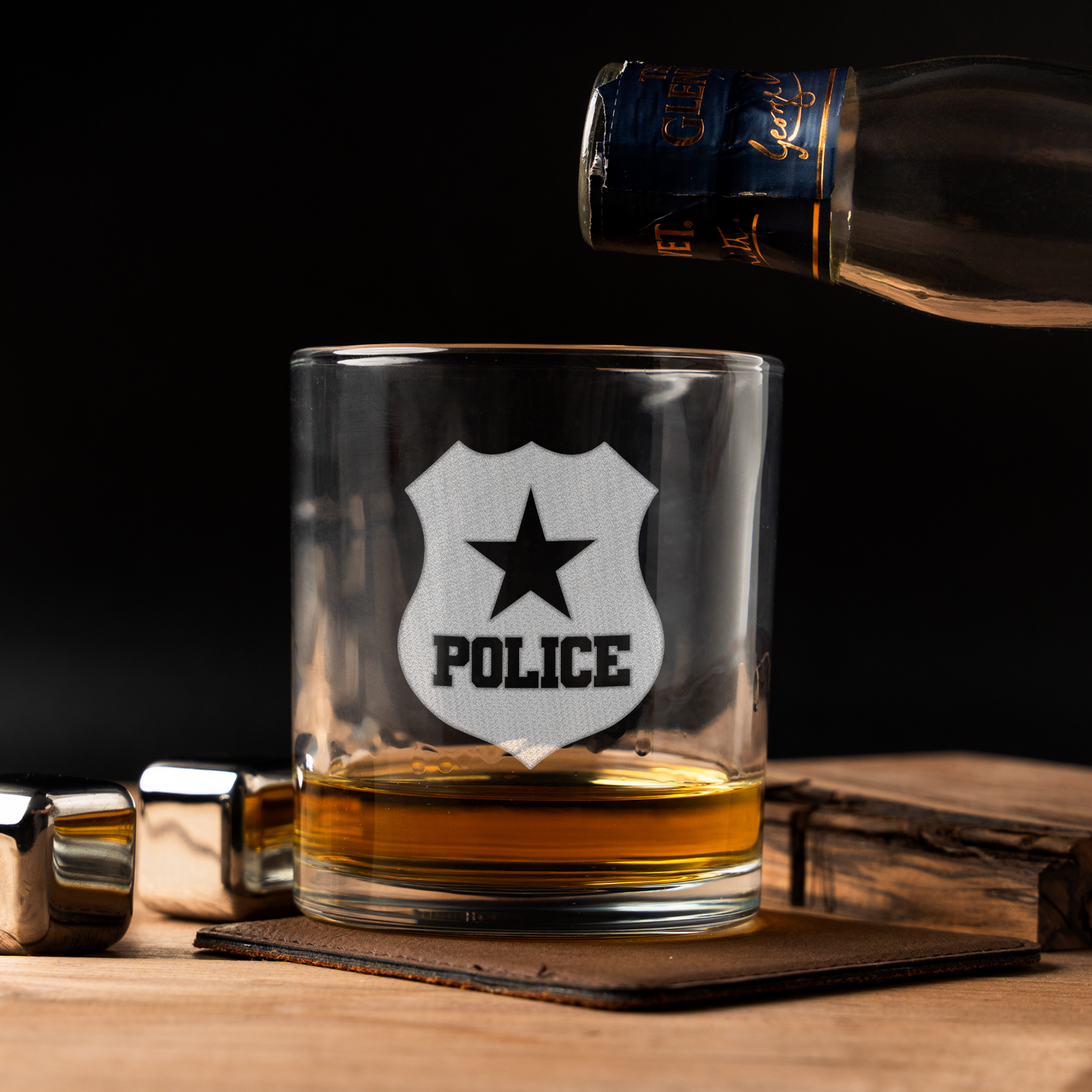 Police Badge Whiskey Glass